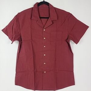 NEW Flex Mens Luxury Collection Designed in Italy Short Sleeve Red Shirt Sz M